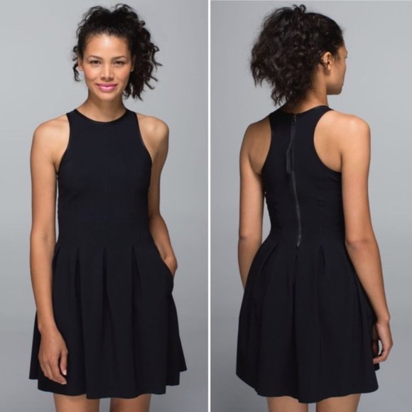 Lululemon Black Here to There Dress sz 0 party a line dress pockets EUC